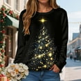 thumbnail image 2 of Kaprioy Womens Cute Christmas Sweatshirts Long Sleeve Tops Pullover Sweatshirts Trendy Christmas Tree Graphic Holiday Crewneck Fall Fashion Clothing Yellow, S, 2 of 6