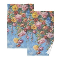 Floral Roses Flowers Hand Towels Cotton Bath Towels Large Face Towels Absorbent for Bathroom 2 Packs