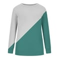 thumbnail image 5 of Owordtank Women's Tops Pleated Crew Neck Shirts Color Block Long Sleeve Pullover Blouses Fall Outfits 2024, 5 of 6