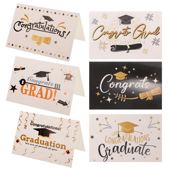 OUNONA  6 Sets Graduation Greeting Card Clear Fir Pendant Message Baby