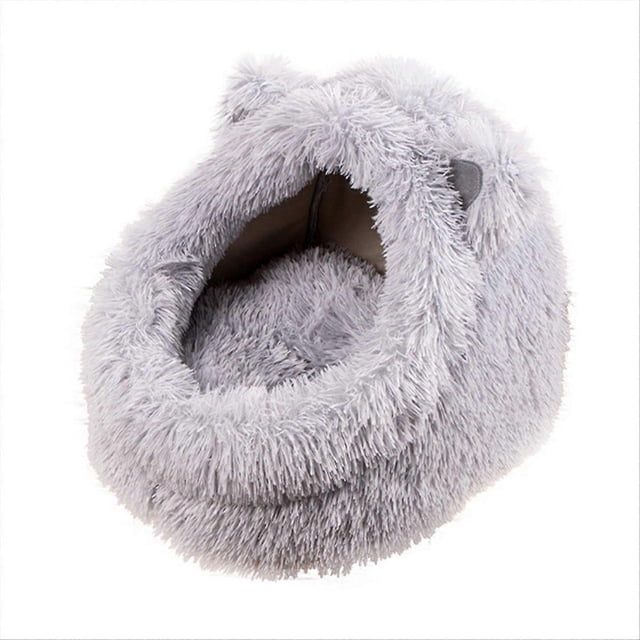Plush Cat Bed Cat Bed Semi-Enclosed Dog Bed Removable L