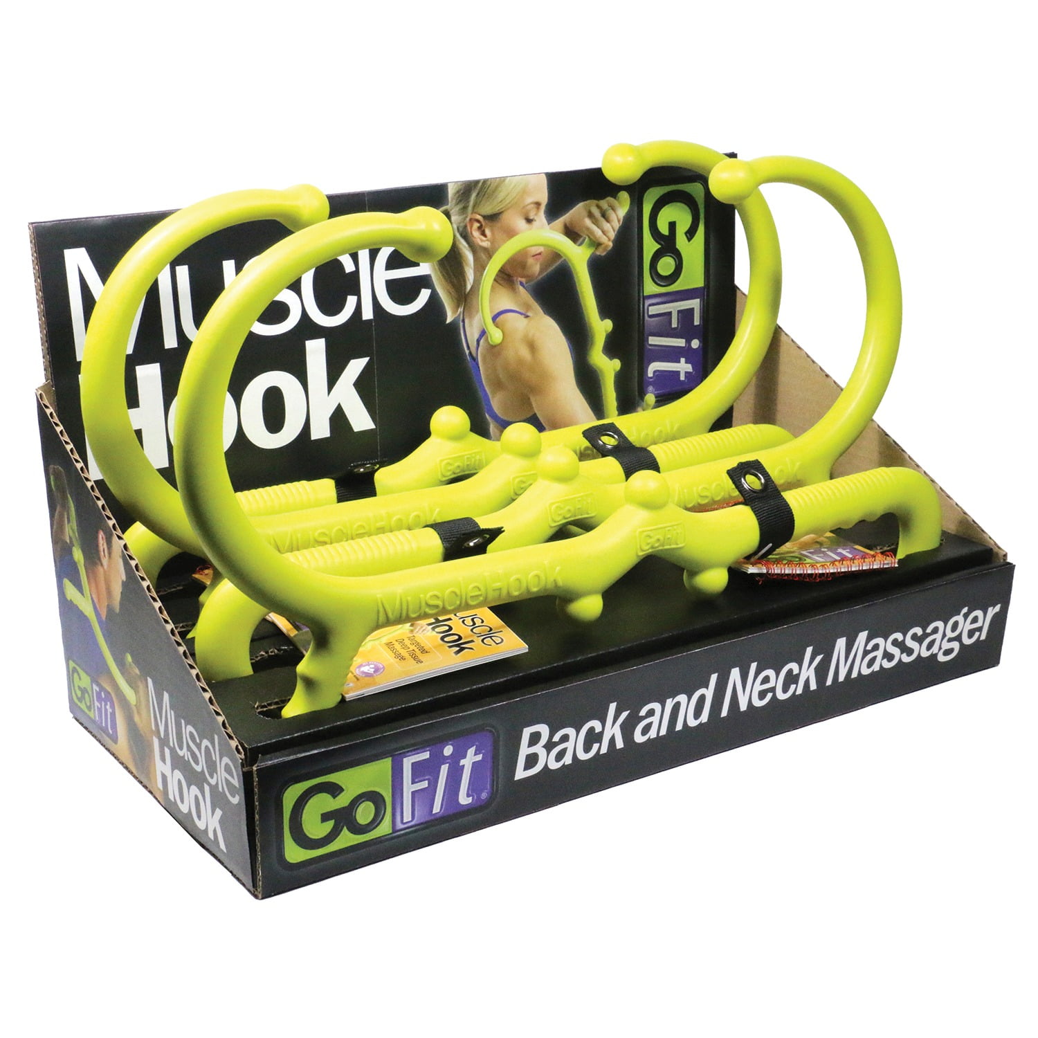 GoFit Exercise Massage Hook for Back Pain and Muscle Soreness Relief (Green)