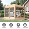 thumbnail image 2 of Pop Up Screen House Gazebo | 12' x 12' Hexagon | For BBQ, Camping, Backyard Gatherings | Beige | Polyester, 2 of 10