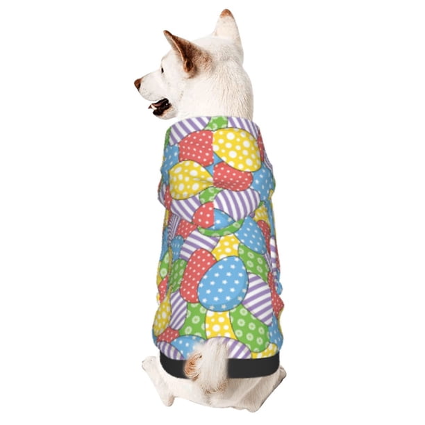 Balery Colorful Easter eggs Sudadera con Capucha para Perros Pequeños – Ropa para Mascotas, Disfraz para Perros y Gatos, Ideal para Fiestas y Cosplay-Large
