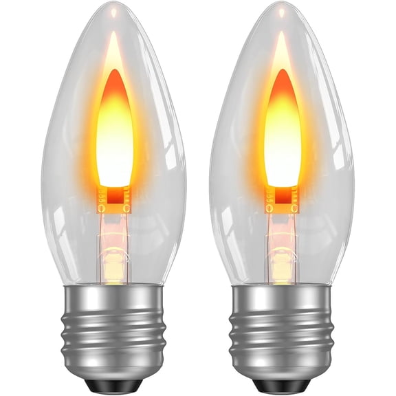 YANTON Christmas DecoratioYANTON, YANTON Flame Light Bulbs - Realistic Flickering Fire Effect Bulb with Glass Shell, E26 Base for Christmas Halloween Home Indoor Outdoor Decor - 2 Pack