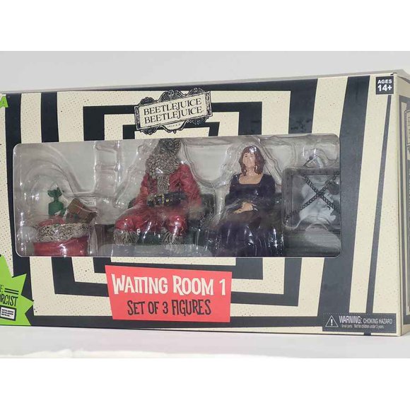 Beetlejuice 2 Movie Santa, Delia Deetz & Escape Artist (Waiting Room 1) 3 Inch Figure 3-Pack
