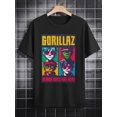 thumbnail image 1 of Funny Gorillaz Vintage Black Short Sleeve 1pc Men's Casual T-Shirt - Crew Neck, Knit Fabric, Slight Stretch, Regular Fit - Perfect for Summer, Casual Sporty Tee, Summer Gifts, 1 of 6
