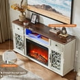 thumbnail image 4 of Joaxswe 59" Fireplace TV Stand with 26.1'' Fireplace Up to 65" TVs, Media TV Console with Glass Storage Cabinet Doors, White, 4 of 9