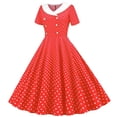 thumbnail image 4 of FYDUU Girls Vintage Dresses 1950S Polka Dot Dress Short Sleeve A-Line Swing Party Dress Kids Girl's Retro Casual Sundress 12-13 Years, 4 of 4