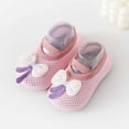 thumbnail image 2 of WUXIAN Girls Kid Socks Soft Mesh Crew Anti-Slip Gripper Socks Non-Skid Infant Toddler Cartoon Bow Car Walking Socks,Pink2,2-4 Y, 2 of 6