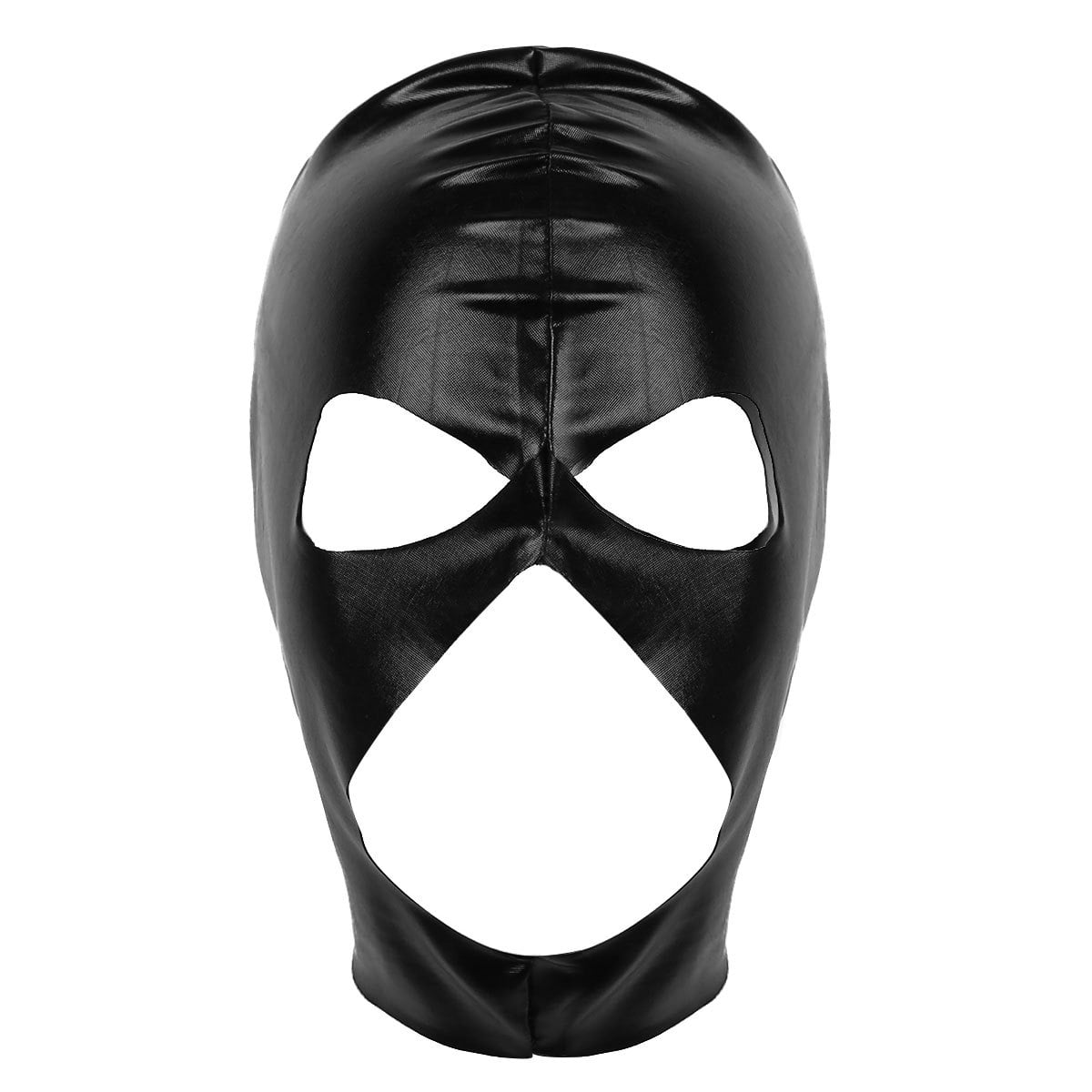 Yeahdor Mens Wetlook Patent Leather Full Face Mask Hood Open Mouth