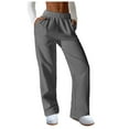 thumbnail image 4 of WENWU Women Pants Women'S Pants Casual Grey Baggy Pants Women Loose Sweatpants Womens Elastic Waist Pants Summer Pants for Women 2025, 4 of 9