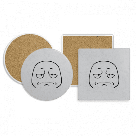 

Wear Sad Face Black Happy Pattern Coaster Cup Mug Holder Absorbent Stone Cork Base Set