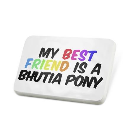 Porcelein Pin My best Friend a Bhutia Pony Indian Country Bred, Horse Lapel Badge –