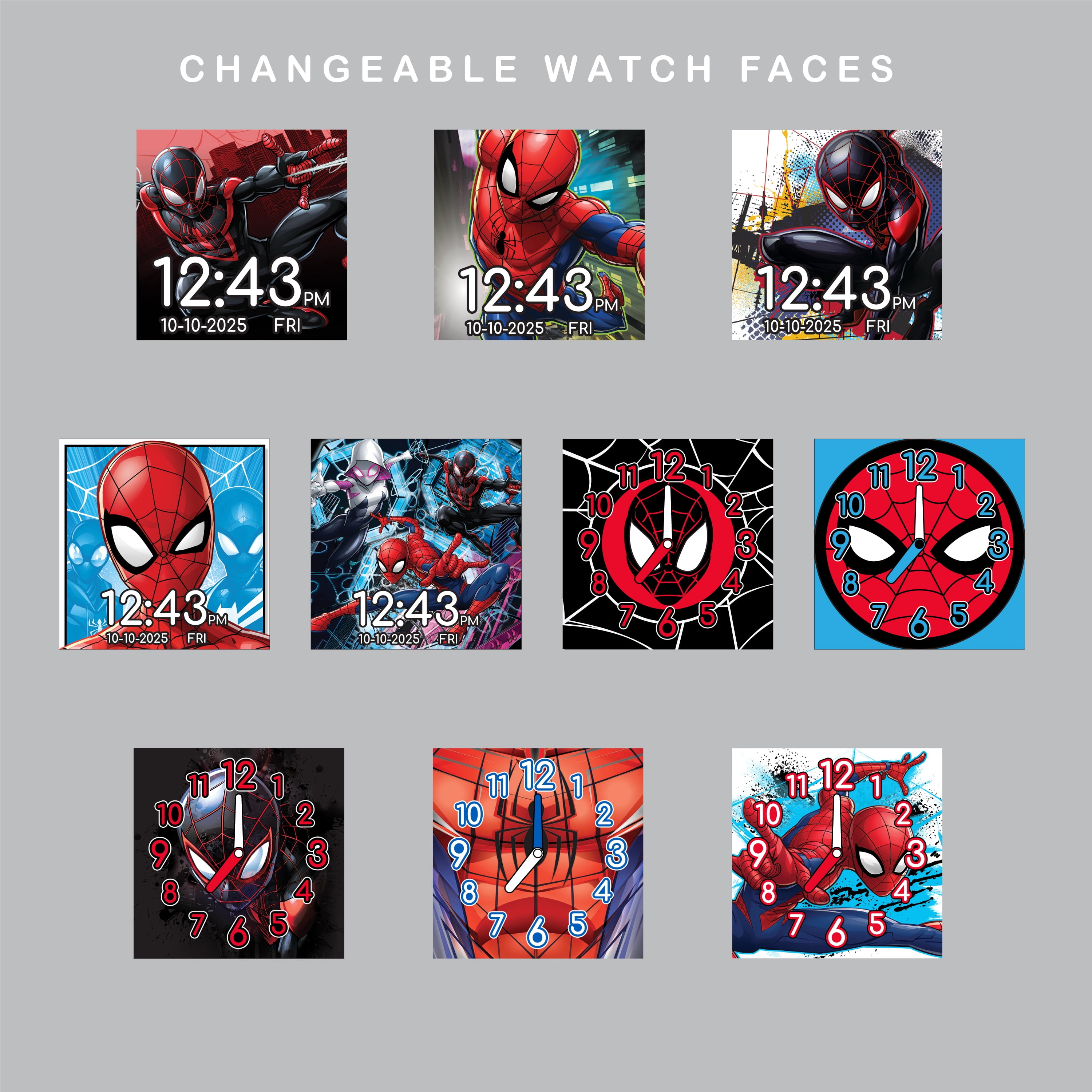 Marvel Spider-Man "Spider-Verse" Unisex Child iTime Interactive Smart Watch with Silicone Strap (SPD4664WMC)