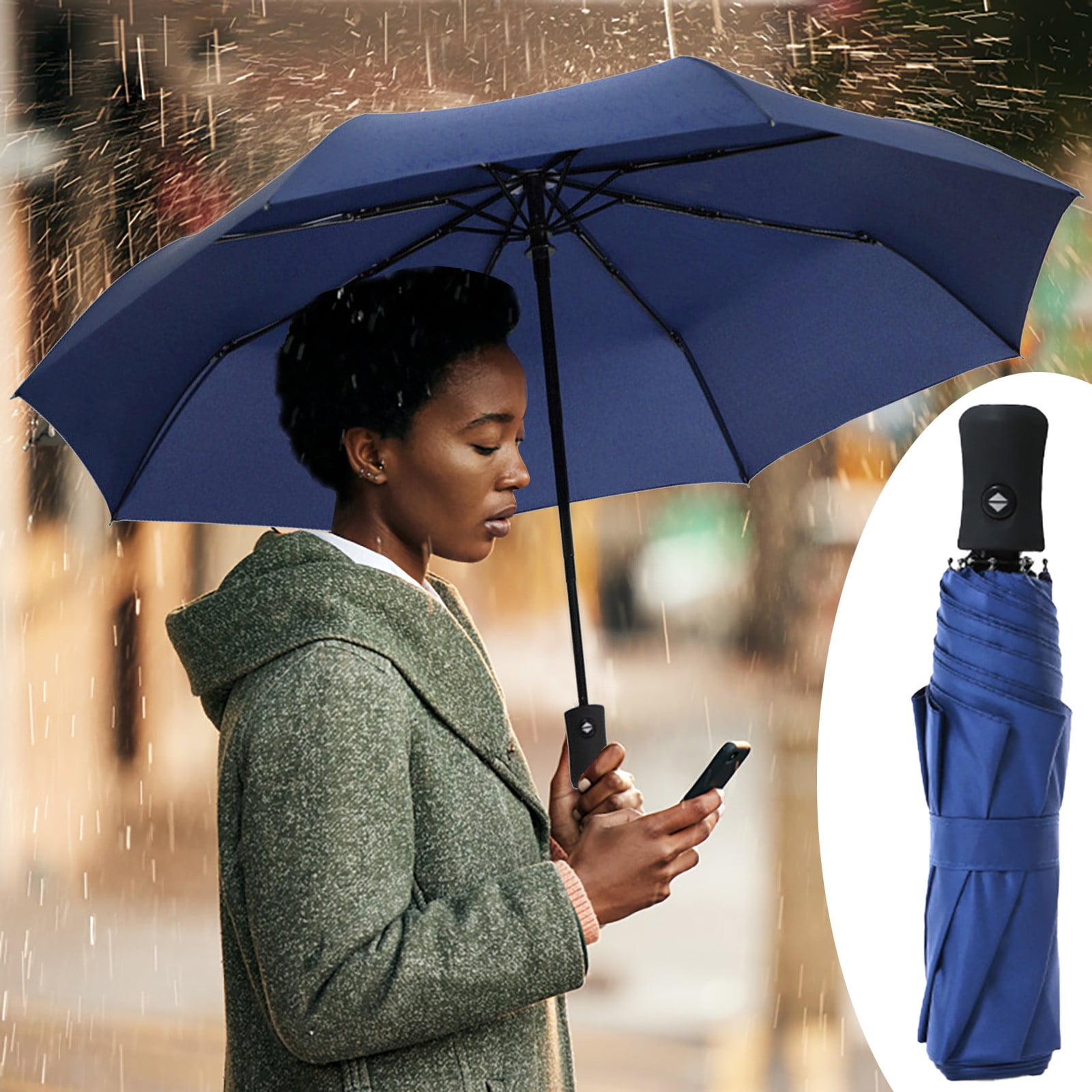 Automatic Umbrella Men's Three Fold Folding Business Umbrella Kids Umbrella Girls Small Purse Umbrella Toddler Umbrellas Space Umbrella Clear Umbrellas for Rain Adult Automatic Umbrella Large Men