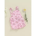 thumbnail image 4 of Musuos Kids Girls Overall Shorts, 6 12 18 24M 3 4Y Plaid Flower Print Rolled Hem Jumpsuit Summer Clothes with Pockets for Casual Daily, 4 of 9