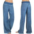 thumbnail image 5 of Jeans Elastic Mid Waist Women Trousers Full Jeans Loose Loose Pants, Blue, L, 5 of 5