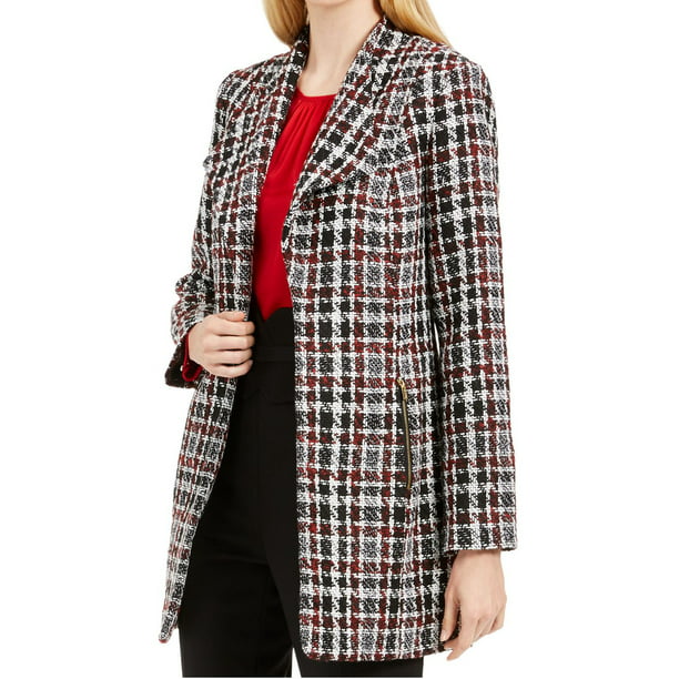 Calvin Klein Womens Tweed Plaid Topper Jacket - Walmart.com