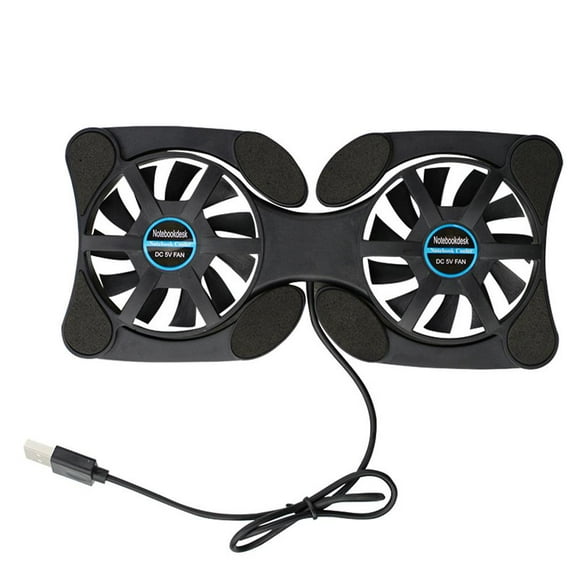 Foldable Low Noise USB Powered 2 Fans Cooling Pad Slim Cooler Laptop Base Stand` K3J5