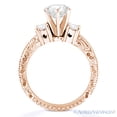 thumbnail image 4 of Round Cut Forever ONE D-E-F Moissanite Antique-Style Three-Stone Engagement Ring in 14k Rose Gold, 4 of 5