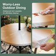 thumbnail image 3 of Round Outdoor Tablecloth with Umbrella Hole and Zipper, Burnt Orange White Ombre Fitted Table Cover with Elastic for 55-60 Inch, Modern Abstract Art Farmhouse Gradient Waterproof Patio Tablecoths, 3 of 9
