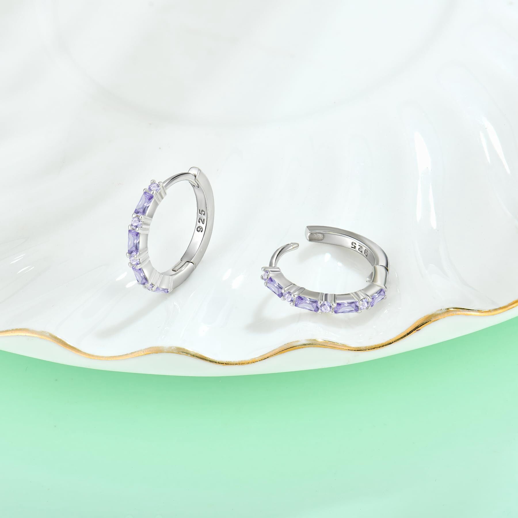 Starchenie Gemstone Huggie Hoop Earrings 925 Sterling Silver Birthstones June Alexandrite Jewelry Gift for Women