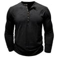 thumbnail image 2 of SWSMCLT Men's Cotton Henley Shirt Soft Fall Top 7 Button Henleys Long Sleeve Slim Fit T-Shirt Fashion Casual Lightweight Black X-Large, 2 of 5