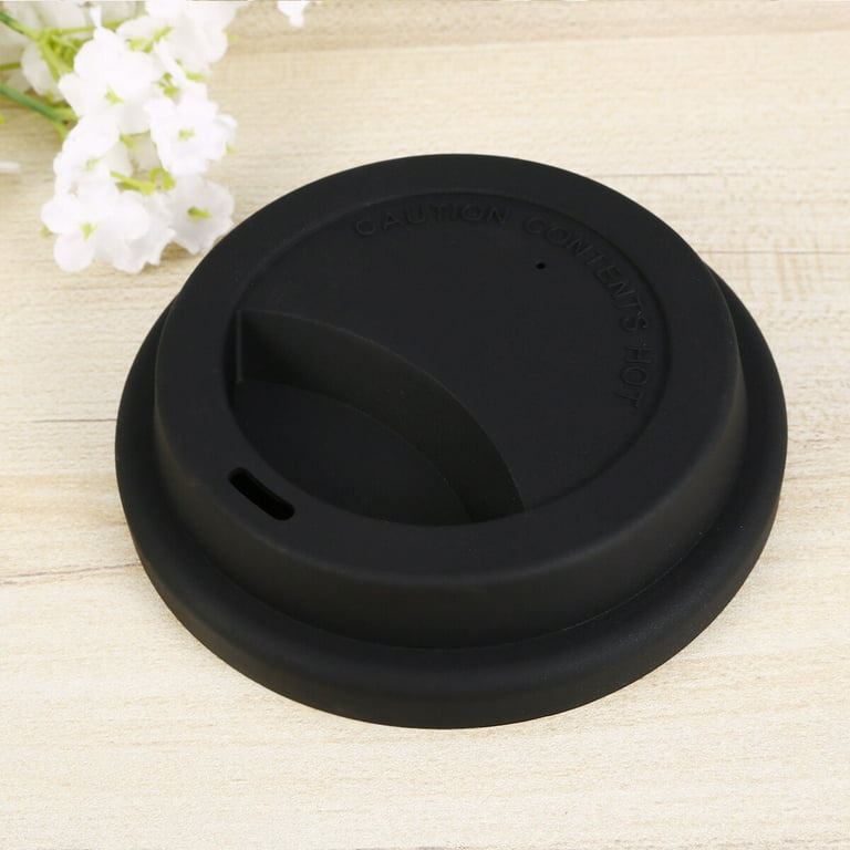 Silicone Drinking Lid Spill-Proof Cup Lids Reusable Coffee Mug Lids Coffee Cup Covers 6 Pcs - Black