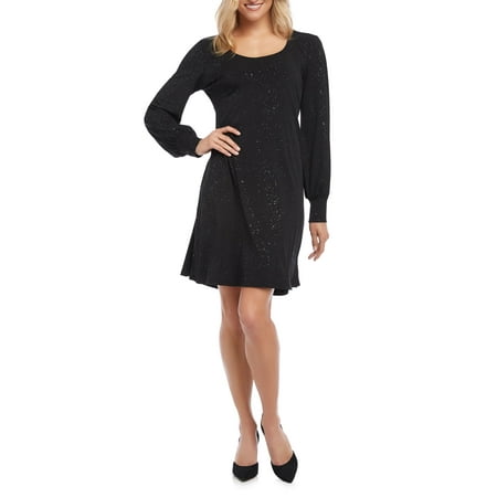 Karen Kane Women's Sparkle Knit a Line Dress Black Size X-Large
