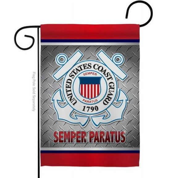 Breeze Decor G158419-BO Semper Paratus US Coast Guard Garden Flag Armed Forces 13 x 18.5 in. Double-Sided Decorative Vertical Flags for House Decoration Banner Yard Gift