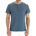 thumbnail image 3 of Previn Men's Henley Tshirt Cotton Tops Short Sleeve Thin Summer Comfy Fall Classic Basic Soft Casual T-shirt Blue XX-Large, 3 of 4
