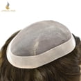 thumbnail image 3 of Lyrical Hair Toupee for Men Fine Mono Mens Toupee Human Hair Replacement Systems Monofilament with NPU Hairpiece for Man Black Brown Blonde Gray Hair Wig Unit, 3 of 6