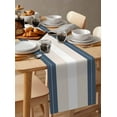 thumbnail image 6 of ERUNPONLY Haze Blue Beige Stripe Table Runner - 72 Inch Long Modern Art Horizontal Striped Cotton and Linen Blended Dress Scarves Farmhouse Table Runner for Kitchen Dining, Coffee Table, 14" x 72", 6 of 8