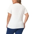 thumbnail image 3 of Agnes Orinda Plus Size T Shirts for Women Basic V Neck Short Sleeve Tops 2X White, 3 of 6