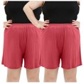 thumbnail image 3 of Annhoo 2 Pack Pajama Shorts for Women Plus Size Soft Comfy Elastic Waist Lounge Shorts Loose Bottom with Pockets, 3 of 3