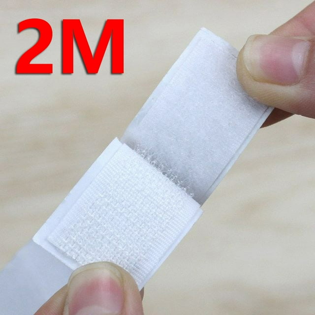 5MrterStrong Self Adhesive Hook and Loop Fastener Tape Nylon Sticker Adhesive with Glue for DIY Craft Accessories20/25/30/50 MM White 2Meter 25MM