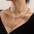 thumbnail image 2 of Bangcool Multilayer Chain Necklace Punk: Letter Heart Pendant Necklace Choker Necklace, 2 of 10