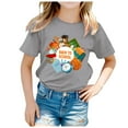 thumbnail image 3 of Toddler Shirts Short Sleeved Soft Comfortable Back To School Pattern Cartoon Wearing Girls Tops Grey 3 Years-4 Years, 3 of 5