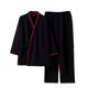 thumbnail image 2 of Conjuntos de ropa interior térmica para hombre, blusa con cuello en V, manga larga, encaje, cintura ajustada, pantalones largos rectos, pijama para estar en casa, blusa y pantalones de poliéster., 2 of 7