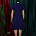 thumbnail image 5 of AURA Womens V Neck A Line Midi Dress Tie Strap Detail Short Sleeve High Waist Elegant Summer Work Dress with Zipper, 5 of 10