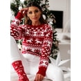 thumbnail image 2 of Suéter de Navidad de otoño e invierno para mujer, jersey de punto para mujer, suéter con estampado de alce y copo de nieve, 2 of 5