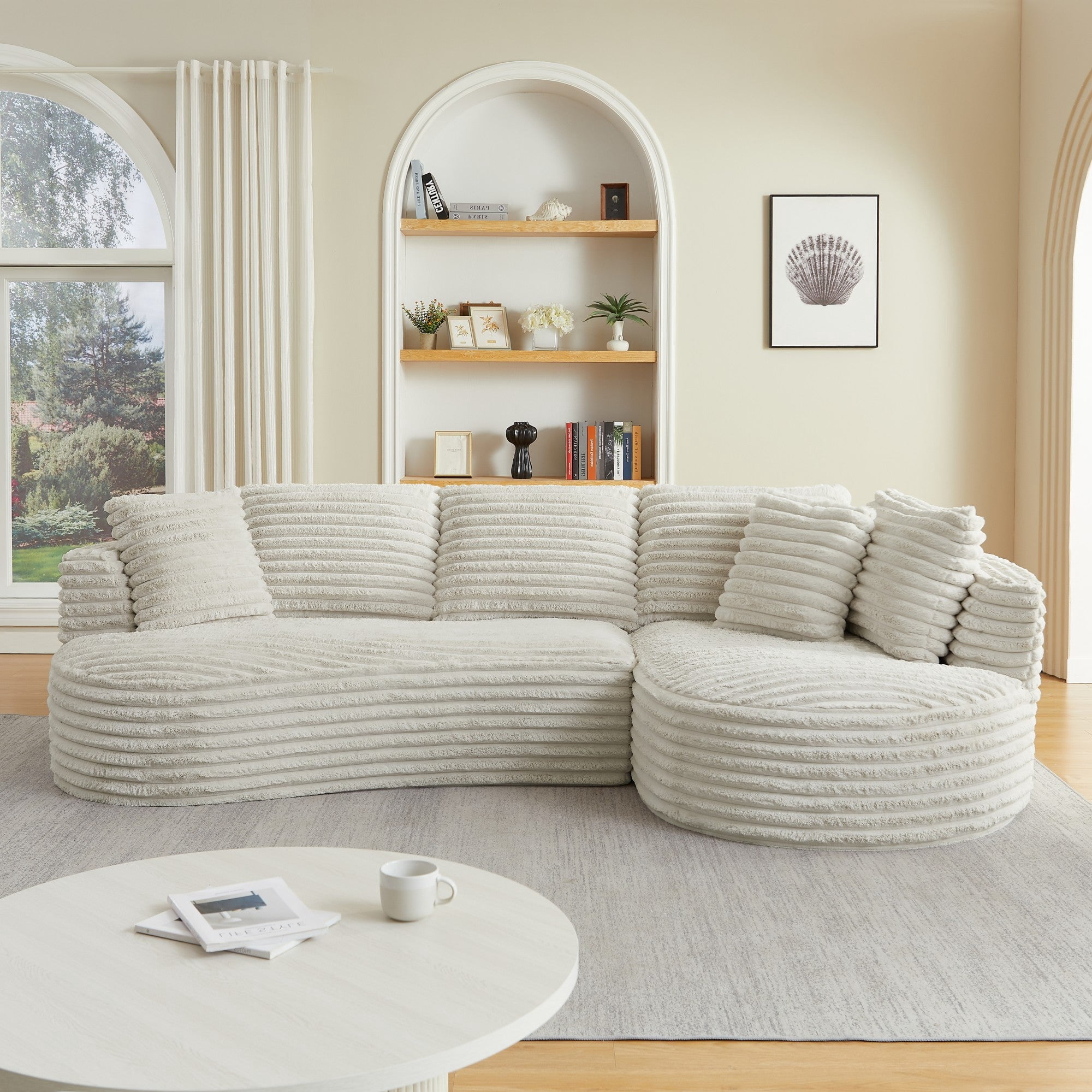 Sailvan Modern Curved L-Shape Luxury Sectional Sofa, Comfy Sleeper Couch,No Assembly Required