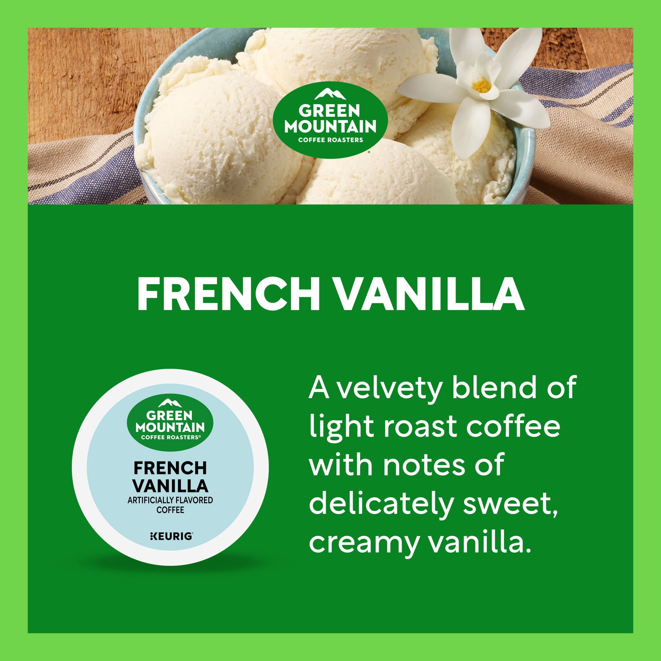 Green Mountain Coffee Roasters, French Vanilla Light Roast K-Cup Coffee Pods, 32 Count
