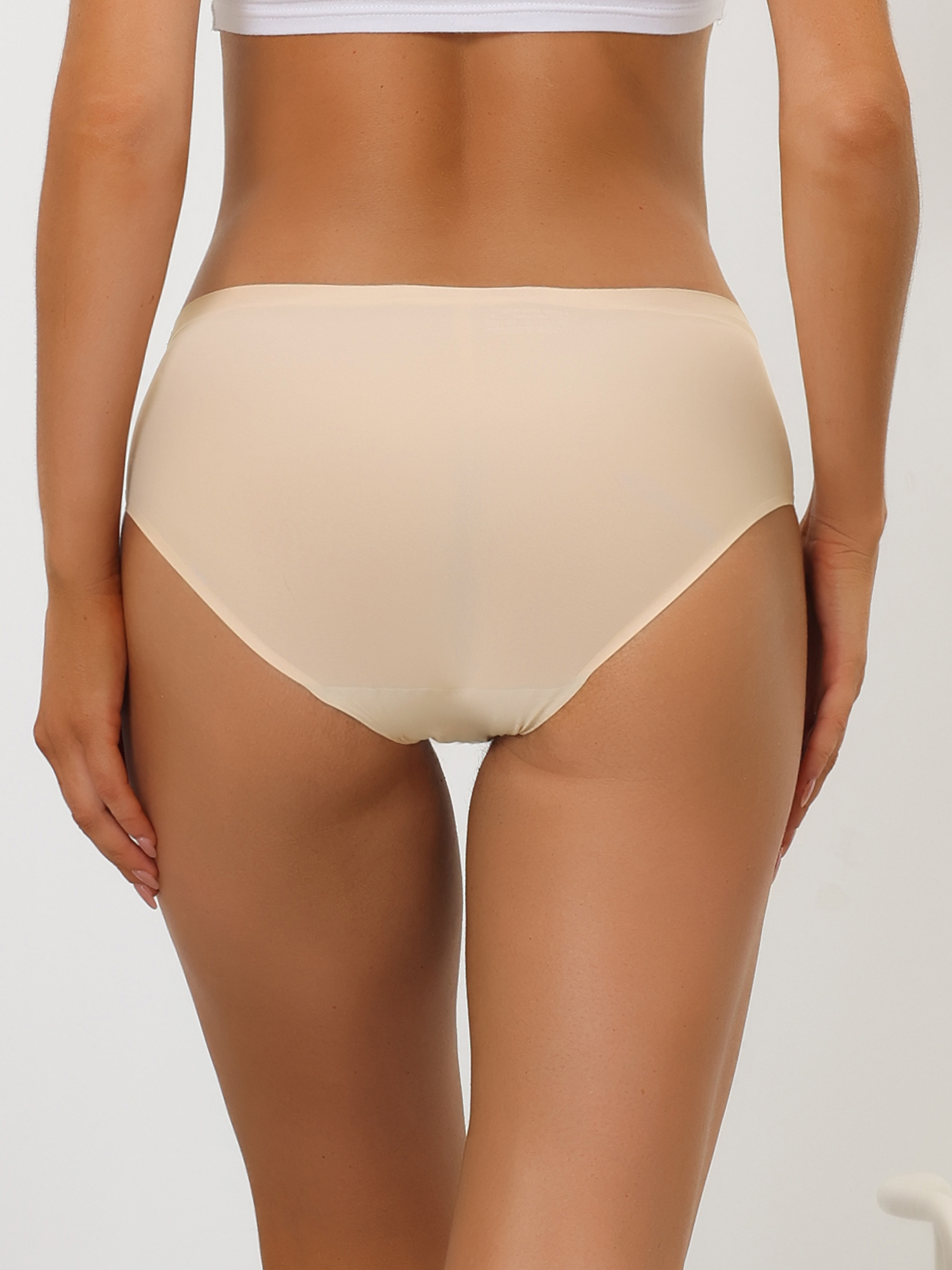 DARING DIVA Women's No Show Elastic Waist Brief Panties Breathable M Beige