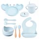thumbnail image 3 of Cuenco de succión antideslizante de silicona para bebé, plato, cuchara, juego de tazas, babero impermeable, platos de cangrejo para bebé, tazón de alimentación de comida para niños sin BPA, 9 piezas, 3 of 5