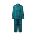 thumbnail image 2 of AIGUR Family Matching Christmas Pajamas Set, Green Blue Plaid Long Sleeve Button‑Up Shirt  Pants Soft Sleepwear for Holiday, 2 of 10