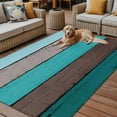 thumbnail image 2 of Fsddascl Aqua Wooden Outdoor Rug for Patio/Deck/Porch, Non-Slip Large Area Rug 4 x 6 Ft, Grey Stripe Gradient Country Rustic Grain Indoor Outdoor Rugs Washable Area Rugs, Camping Rug Carpet, 2 of 5