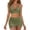 #81Army Green, variant on Women's 2 Piece Halter V Neck Bikini Set Sheer Mesh Ruched Drawstring Side Swim Skirt Swimwear Army Green L