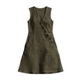 thumbnail image 4 of Shihyeh Summer Maxi Dresses for Women 2026 Linen V Neck Sleeveless Beach Sundress Button Casual Loose Dress with Pockets, 4 of 7